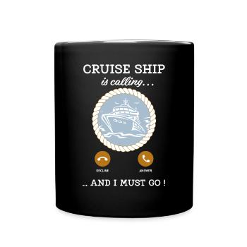 Das Kreuzfahrtschiff ruft und ich muss auf eine Tee-Kreuzfahrt gehen - Tasse einfarbig - Schwarz - Vorne