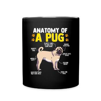 Anatomie eines Mops Hund Lustiger Hund Liebhaber Giftkawaii pu - Tasse einfarbig - Schwarz - Vorne