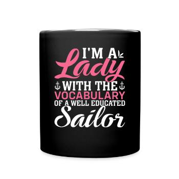 Voile de yacht qui dit drôle de voilier - Mug uni - noir - Devant