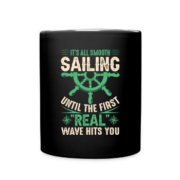 Voile de yacht qui dit drôle de voilier - Mug uni - noir - Devant