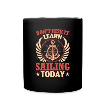Yacht sail that says funny sailboat - Full Colour Mug - black - Front
