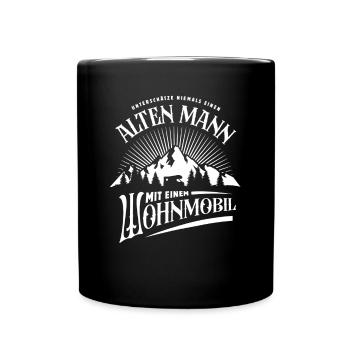 Alter Mann mit Wohnmobil - Camping - Spruch - Tasse einfarbig - Schwarz - Vorne