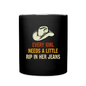 Chaque fille a besoin d’une petite déchirure dans son jean vintage - Mug uni - noir - Devant