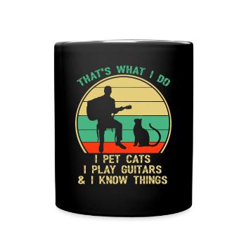 C’est ce que je fais, j’ai des chats de compagnie, je joue de la guitare et j’ai - Mug uni - noir - Devant