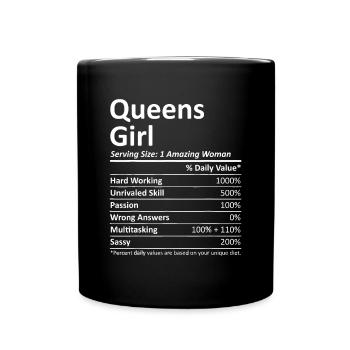 QUEENS GIRL NY NEW YORK Drôle de ville Maison Racines États-Unis - Mug uni - noir - Devant
