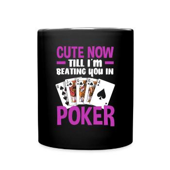 Poker Spieler Pokerspieler Pokern Geschenk - Tasse einfarbig - Schwarz - Vorne