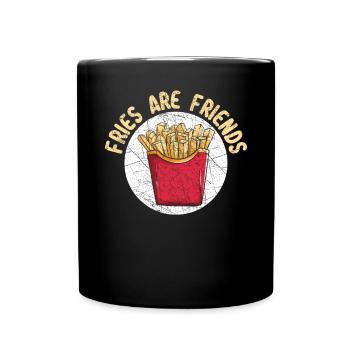 Fries Are Friends Potato Lover Fathers Day - Full Colour Mug - black - Front