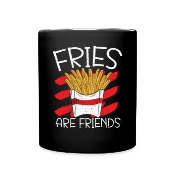 Fries Are Friends Potato Lover Fathers Day - Full Colour Mug - black - Front