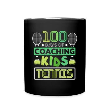 100 days of coaching kids tennis - Full Colour Mug - black - Front