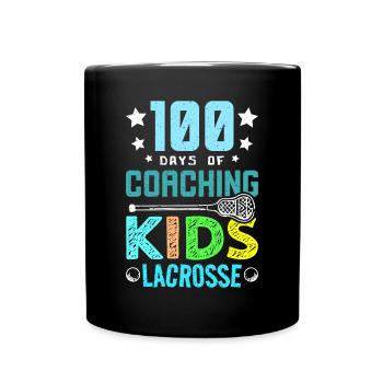 100 Days of Coaching Kids Lacrosse - Full Colour Mug - black - Front