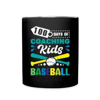 100 Days of Coaching Kids Baseball - Full Colour Mug - black - Front