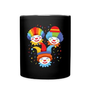 Karneval Fasching Clown Kostüm - Tasse einfarbig - Schwarz - Vorne