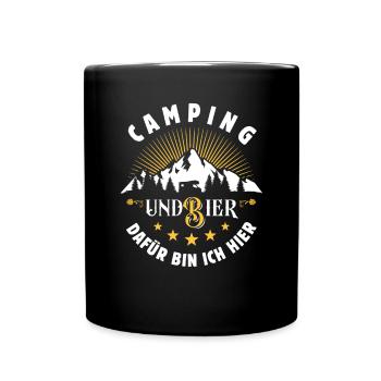 Camping & Bier - Wohnmobil- Camping - Spruch - Tasse einfarbig - Schwarz - Vorne