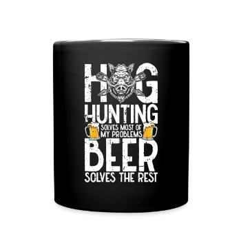 Schweinejagd Jäger Schweinejagd - Tasse einfarbig - Schwarz - Vorne