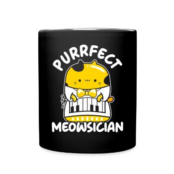 Purrfect Musiker Pianist Klavier Katze Musikalische Musik - Tasse einfarbig - Schwarz - Vorne