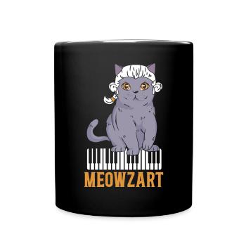 Meowzart Klavier Katze Musiker Musikalische Pianistin Musik - Tasse einfarbig - Schwarz - Vorne