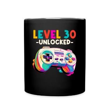 Level 30 Years Gaming 30s 30s Birthday - Full Colour Mug - black - Front