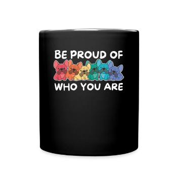 Rainbow Flag Gay Pride LGBTQ French Bulldog - Full Colour Mug - black - Front