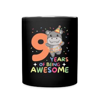 Hippopotame pour les enfants de 9 ans - Mug uni - noir - Devant