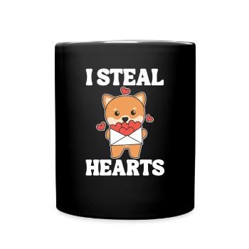 Shiba Inu zum Valentinstag ich stehle Herzen - Tasse einfarbig - Schwarz - Vorne