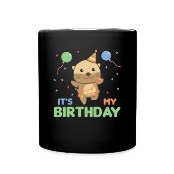 Loutre pour l’anniversaire des enfants c’est mon anniversaire - Mug uni - noir - Devant