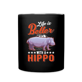 La vie est meilleure avec un hippopotame - Mug uni - noir - Devant