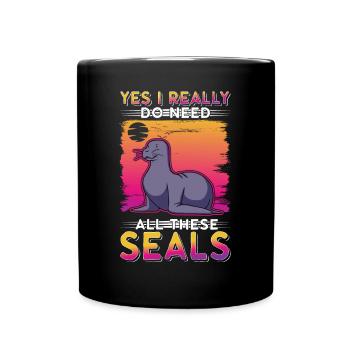 Cadeau de phoque Phoque Lion de mer - Mug uni - noir - Devant