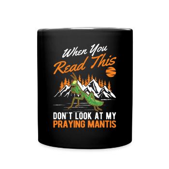 Gottesanbeterin Geschenk Mantis Fangschrecke - Tasse einfarbig - Schwarz - Vorne