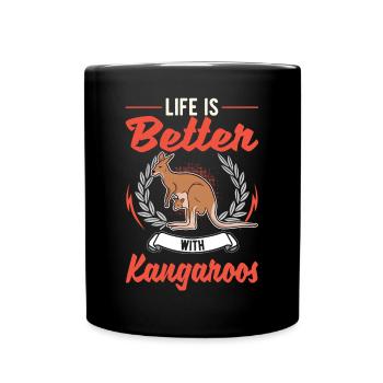 La vie est meilleure avec Kangaroos Australia Kangourou - Mug uni - noir - Devant