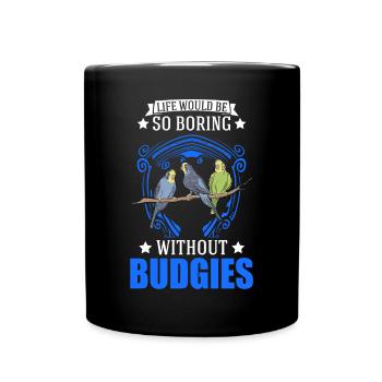 Budgerigar Gift Welli cockatiel - Full Colour Mug - black - Front