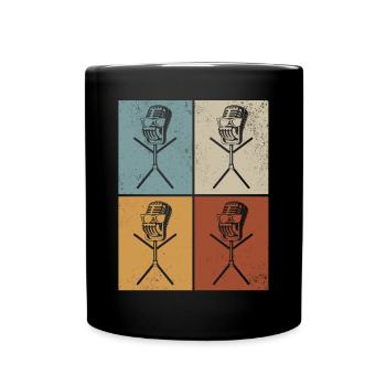 Podcast Microphone Funny Stick Figure Podcast - Tasse einfarbig - Schwarz - Vorne