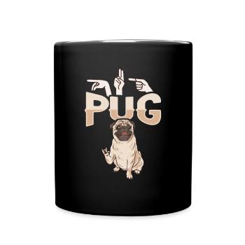 ILY Pug ASL Hand Gesture Deaf Sign Language - Full Colour Mug - black - Front