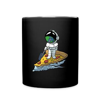 Astronaut Stand Up Paddling Pizza - Full Colour Mug - black - Front