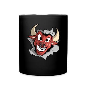 Cartoon Bull Head Costume - Full Colour Mug - black - Front