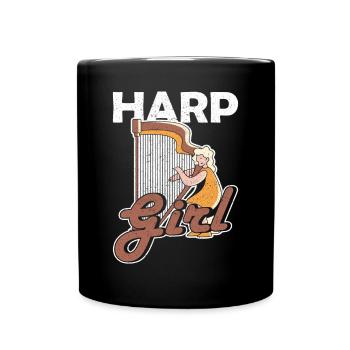 Harp Girl Harfe - Full Colour Mug - black - Front