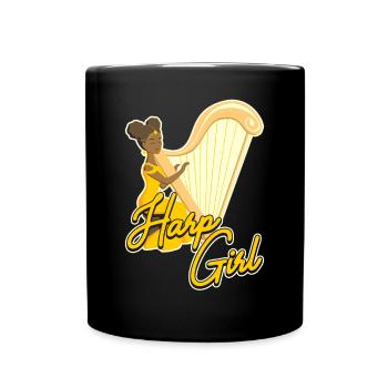 Harp Girl Harfe - Full Colour Mug - black - Front