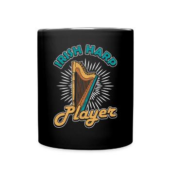 Irish Harp Player Harfe - Full Colour Mug - black - Front