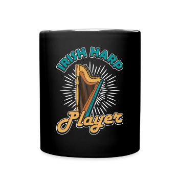 Irish Harp Player Harfe - Full Colour Mug - black - Front