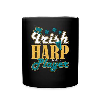 Irish Harp Player Harfe - Full Colour Mug - black - Front