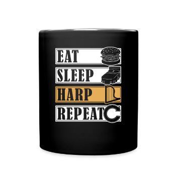Manger Sommeil Harpe Répéter Harfe - Mug uni - noir - Devant