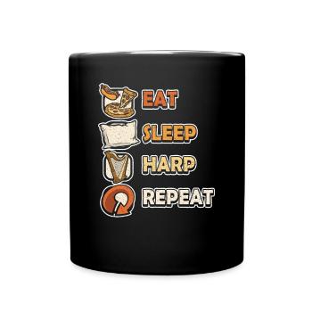 Eat Sleep Harp Repeat Harfe - Full Colour Mug - black - Front