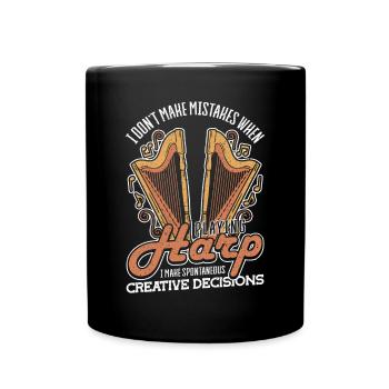 I don't make Mistakes when playing harp - Full Colour Mug - black - Front