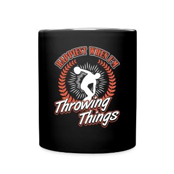 Diskus Happiest Throwing Things Discus Thrower - Full Colour Mug - black - Front