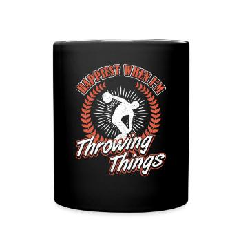 Diskus Happiest Throwing Things Diskuswerfer - Tasse einfarbig - Schwarz - Vorne