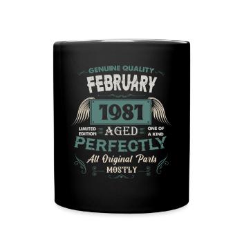 Février 1981 Cadeau d’anniversaire vintage - Mug uni - noir - Devant