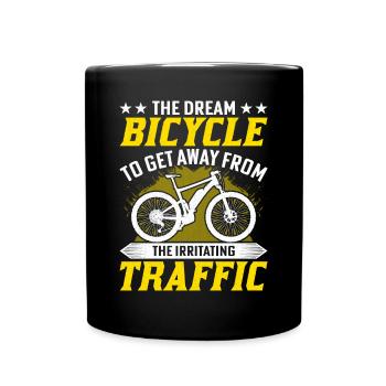 Das Traumfahrrad Um Dem Verkehr Zu Entkommen - Tasse einfarbig - Schwarz - Vorne