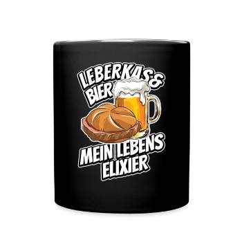 Leberkas + Bier - Fast Food - Spruch - Tasse einfarbig - Schwarz - Vorne