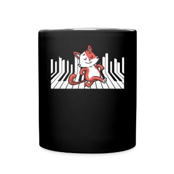 Piano Cat Musician Musical Instrument Pianist - Full Colour Mug - black - Front
