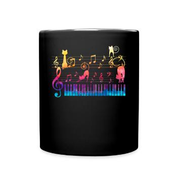 Piano Cat Musician Musical Instrument Pianist - Full Colour Mug - black - Front