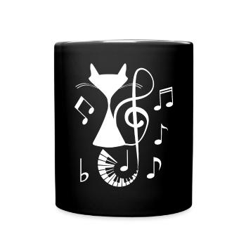 Piano Cat Musician Musical Instrument Pianist - Full Colour Mug - black - Front